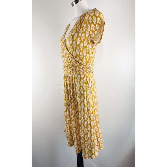 Boden Sz 8 Lola Mini Dress Faux Wrap Casual Brimstone Yellow - Picture 3 of 7